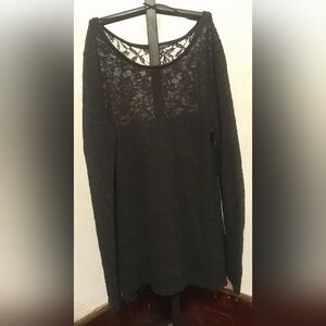 Womens American eagle outfitters black lace knit long sleeve sweater size medium
